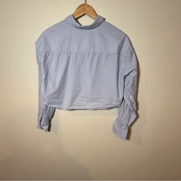 Sunday Best Blue Cropped Long Sleeve Shirt - Picture 6 of 9